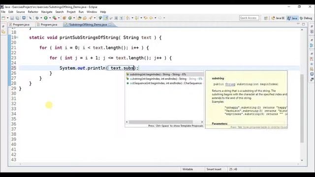 string substrings in java смотреть онлайн