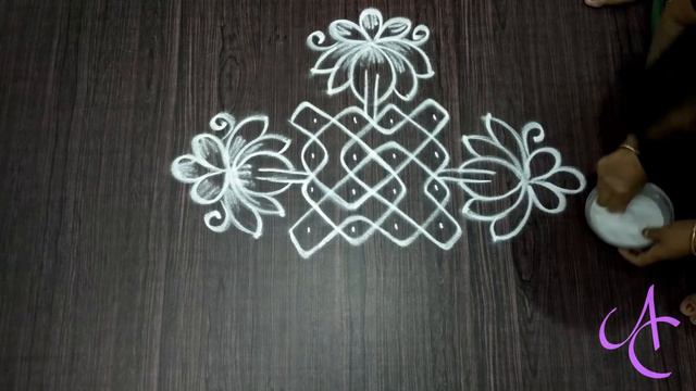 4x4 Dots Lotus Sided Rangoli | கோலம் | ముగ్గులు | रंगोली | ముగ్గు |ಮೂರು | ರಂಗೋಲಿ смотреть онлайн