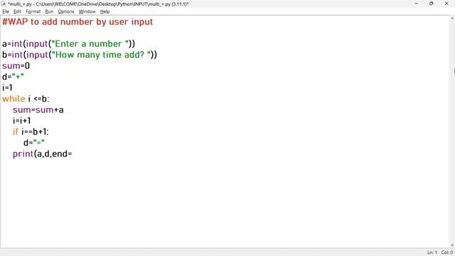 Sum of the given number print in a sequence in Python смотреть онлайн