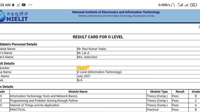My O Level Profile and Module summary and Result After Qualify All the Modules in best Grades. смотреть онлайн