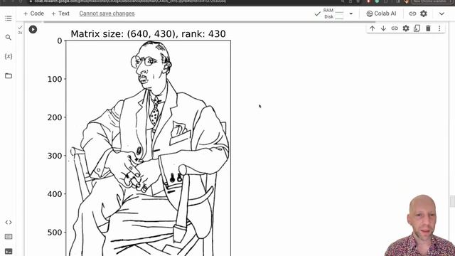 Linear algebra for data science, chapter 15 exercise 10 (low-rank reconstruction of Stravinsky pic) смотреть онлайн
