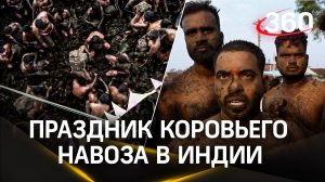 По уши в священном животном: кадры праздника коровьего навоза в Индии
