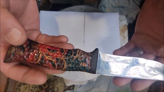 Нож из пильного диска,рукоять с орехами. смотреть онлайн