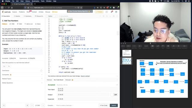 Adding Two Number with Linked Lists with Python | Leetcode #2 смотреть онлайн