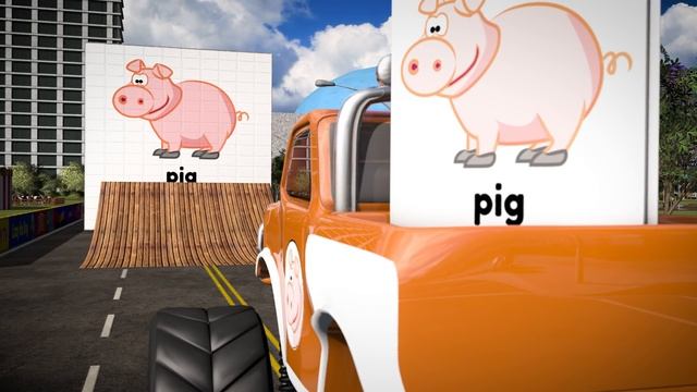 Farm Animals for Kids Pt 2 - Learn the Names and Sounds with Monster Trucks & a Carnival Game смотреть онлайн