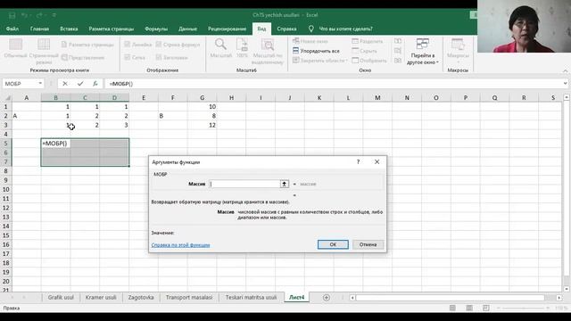 Teskari matritsa usulini Ms Excel dasturi yordamida yechish смотреть онлайн