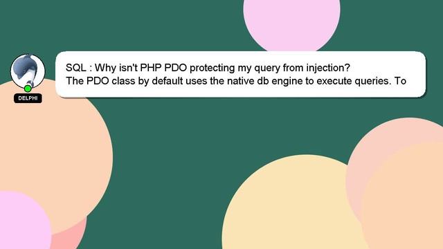 SQL : Why isn't PHP PDO protecting my query from injection? смотреть онлайн
