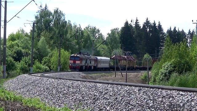2ТЭ10У сзади! Возвращение хозяйственных поездов после работ (2М62У-0168, 2ТЭ10У-0093, 2М62У-0091)