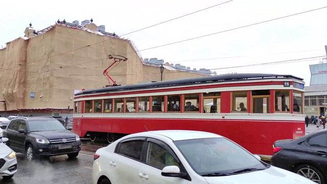 Ретро-трамвай ЛМ-33, Садовая улица, г. Санкт-Петербург, 01.04.2023г. смотреть онлайн