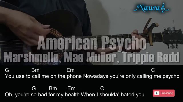Marshmello, Mae Muller, Trippie Redd - American Psycho Guitar Chords Lyrics смотреть онлайн