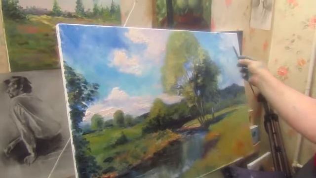 Forest landscape in oil, lessons for beginner artists. Full video tutorial. Artist Igor Sakharov смотреть онлайн