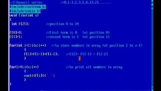 C++ program to display FIBONACCI series using iteration смотреть онлайн