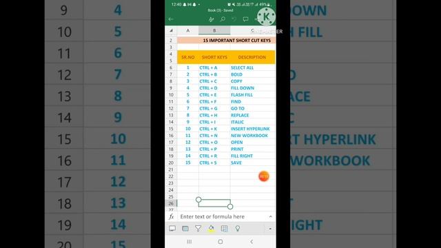 15 EXCEL SHORT CUT KEYS | ALPHABETICAL ORDER смотреть онлайн