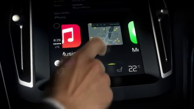 Volvo presents Apple CarPlay with iPhone integration on touchscreen in dashboard
