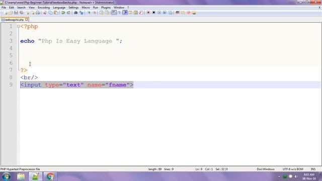 02 PHP Beginners Tutorial - echo using print the textbox & Message смотреть онлайн