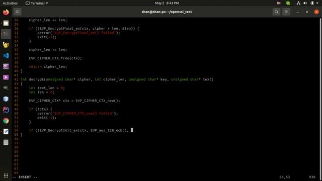 OpenSSL AES128 Encrypt/Decrypt example code in C++ смотреть онлайн