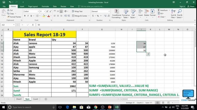 Excel Top 10 Useful & Interesting Formulas Part-1 смотреть онлайн