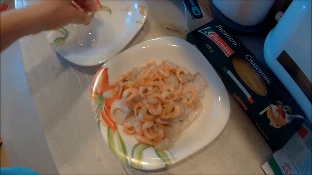 Древний рецепт Спагетти с кальмарами КРЕВЕТКАМИ в сливках |Сытное блюдо из морепродуктов