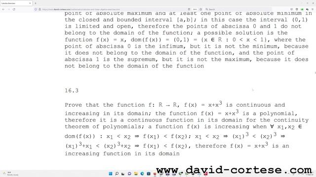 Proof that the function f(x) = x+x^3 is continuous and increasing смотреть онлайн
