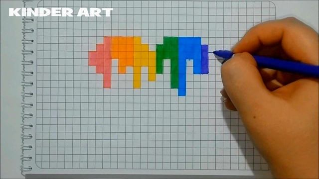 Рисунки по клеточкам - Тающее радужное сердце | How to draw a melting rainbow heart - Pixel art смотреть онлайн