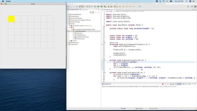 Java Snake 5 | Drawing the snake as a chain of brown round squares смотреть онлайн