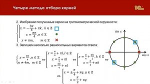 Отбор корней уравнения на тригонометрической окружности  Асташова И В