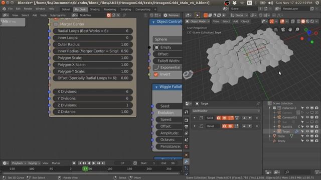 Abstract background with Hexagon Grid group node of Animation Nodes in Blender - Tutorial смотреть онлайн