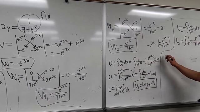 Solve Using Variation Of Parameters Y'' + 3y' + 2y = 1/(7 + E^x)