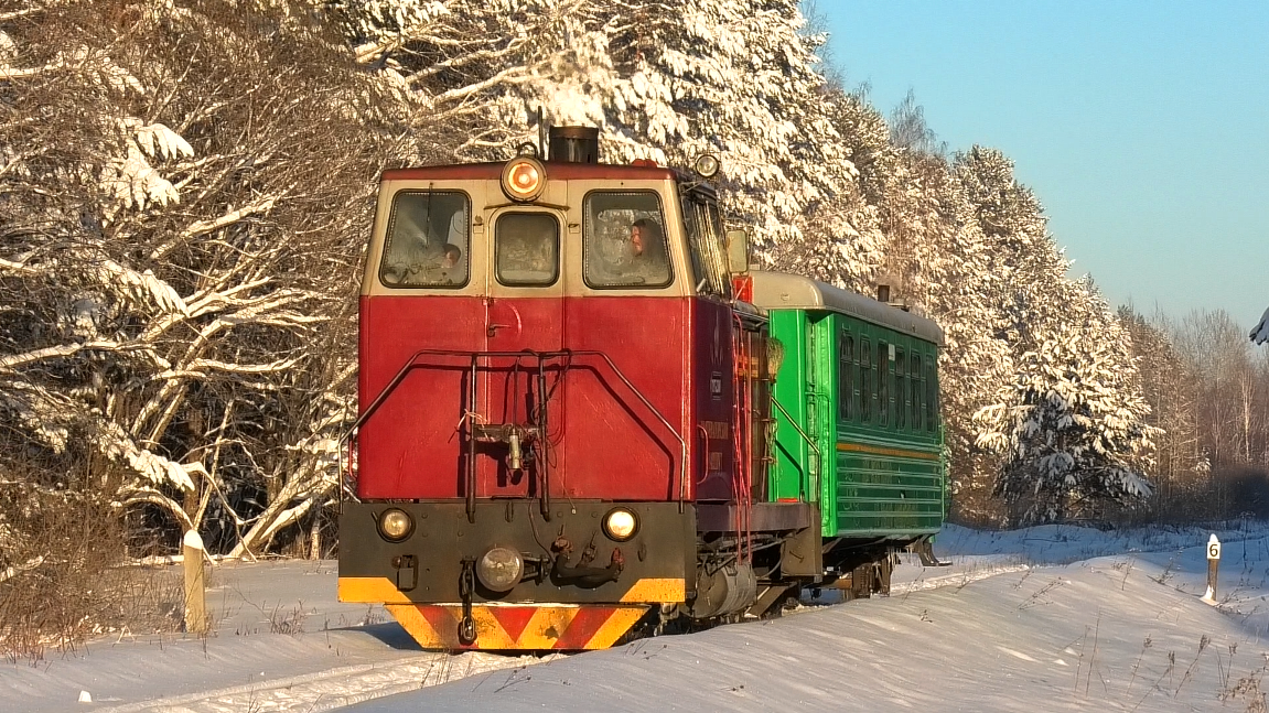 АУЖД. Тепловоз ТУ7-2388 с туристическим поездом "Императорский маршрут" Синячиха - Алапаевск-2