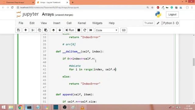Dynamic Array Implementation in Python Part 6 | Deletion at a given index position смотреть онлайн