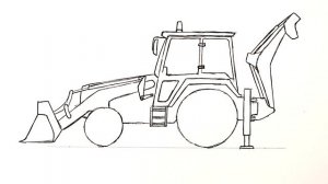 Как нарисовать Трактор | Экскаватор-погрузчик JCB