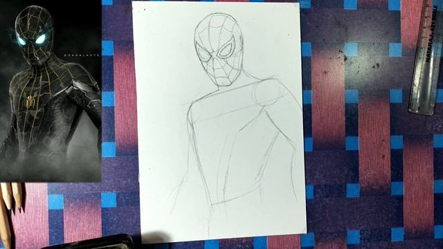 How to draw spiderman Black suit || From no way home || full tutorial смотреть онлайн