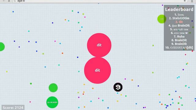 Agar.io иду на первое место 2/4 ( 2 из 4) в конце раздача))