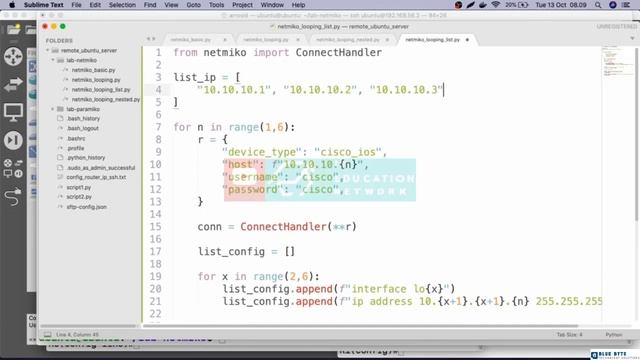 Networking Tutorial with Cisco CCNA 200-301 - 129 - Network Automation Netmiko - Looping with list смотреть онлайн