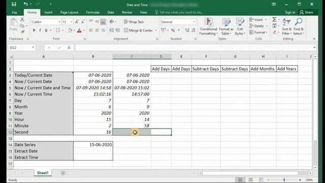 MS Excel - Date & Time Functions (Today, Now, Day, Month, Year, Hour, Minute, Second) смотреть онлайн
