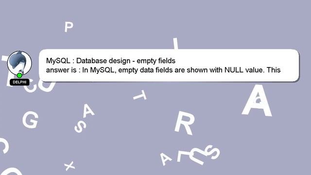 MySQL : Database design - empty fields смотреть онлайн