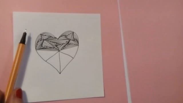 💗 Сердце 3D Зентангл рисунок иллюзия Антистресс Zentangle Heart Drawing