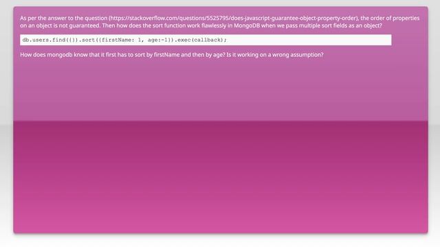 How is order of properties maintained for sort in mongodb? смотреть онлайн