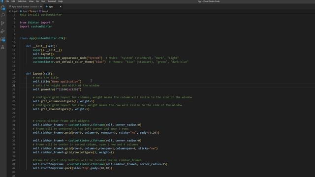 Python modern GUI desktop application project with Customtkinter - Creating frame layout смотреть онлайн