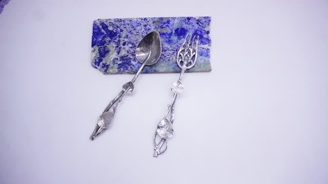 Ложка и Вилка сувенирные Береза посеребрение подарочные листики 505 506 Хорошие Вещи