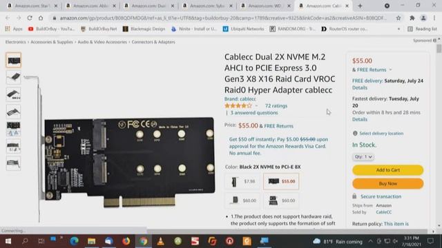 Dual M.2 NVMe PCIe Adapters
