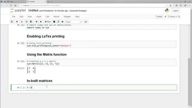 Matrices in python using sympy смотреть онлайн