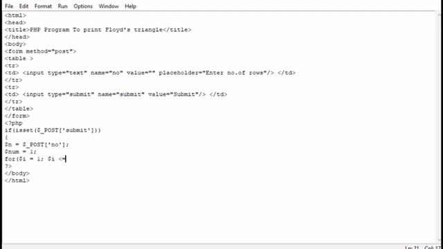 PHP Program To print Floyd's triangle смотреть онлайн