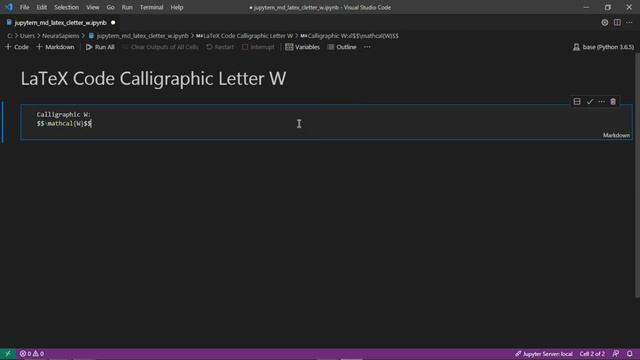 Jupyter Notebook | Markdown | LaTeX | How to Add A Calligraphic Letter W Using LaTeX Code смотреть онлайн