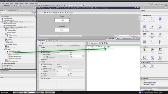 WinCC Unified V16: use of a Global Module (Global Script) with a JavaScript function смотреть онлайн
