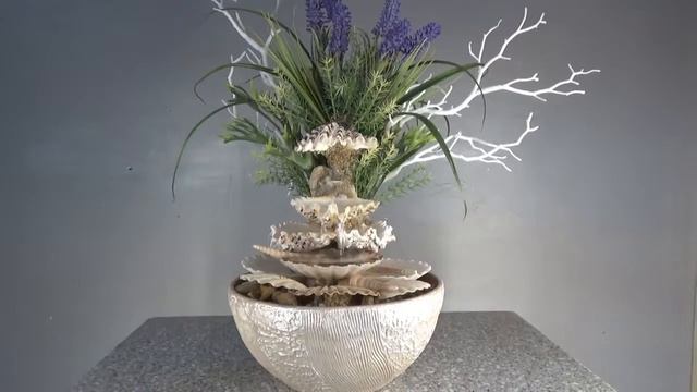 Desktop Fountain With Flowers Lavender
