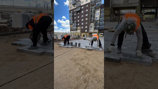 Укладка брусчатки 4000 м2 в городе Москва.