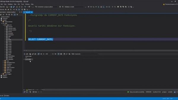 PostgreSQL'de CURRENT_DATE Fonksiyonu