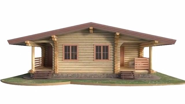 Одноэтажный дом из бревна R-12 смотреть онлайн