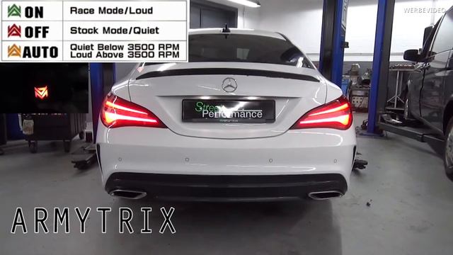 Mercedes-Benz CLA 200 w/ ARMYTRIX Turbo-back Exhaust System l Sound comparison and Fly-by Sound! смотреть онлайн